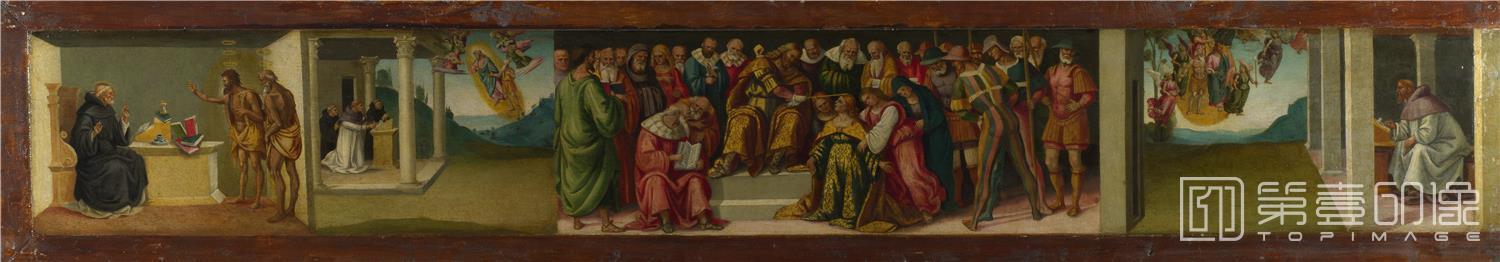 油画-大英博物馆藏画-Luca Signorelli - Predella - Esther, and Life of Saint Jerome-1630